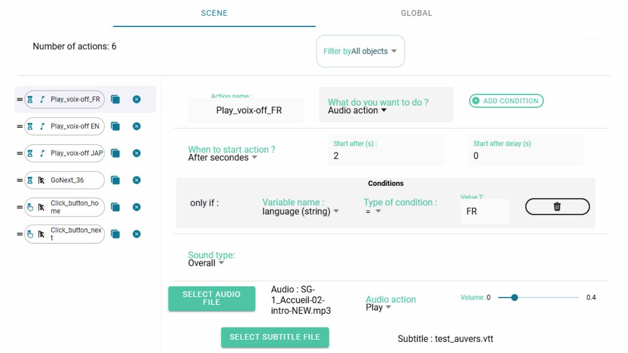 KLONA actions editor